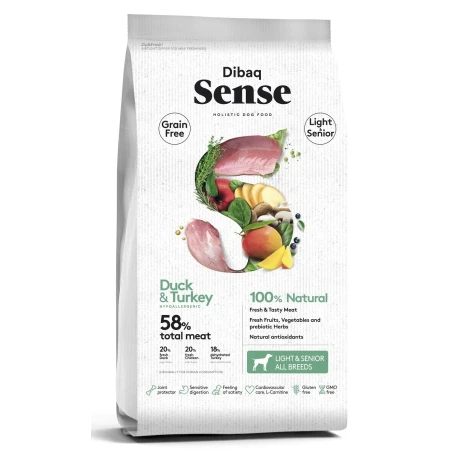 Dibaq Sense Hipoalergénico Grain Free Pato y Pavo - Ligth & Senior - 2kg