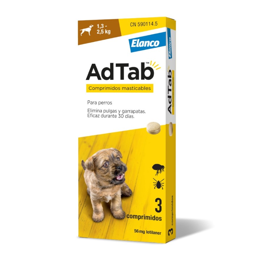 AdTab 3 Comprimidos Masticables Antiparasitarios 1,3-2,5kg
