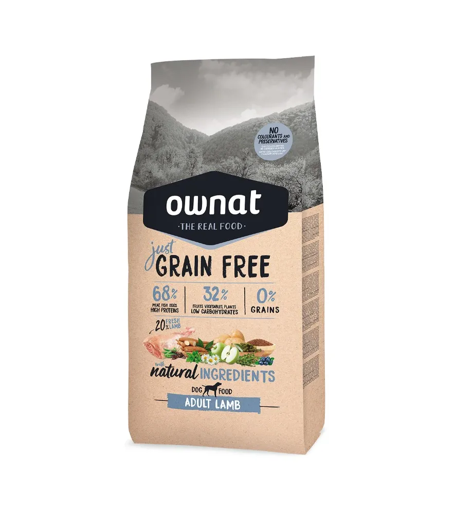 Ownat Just Grain Free Pienso de Cordero - Adultos - 3kg