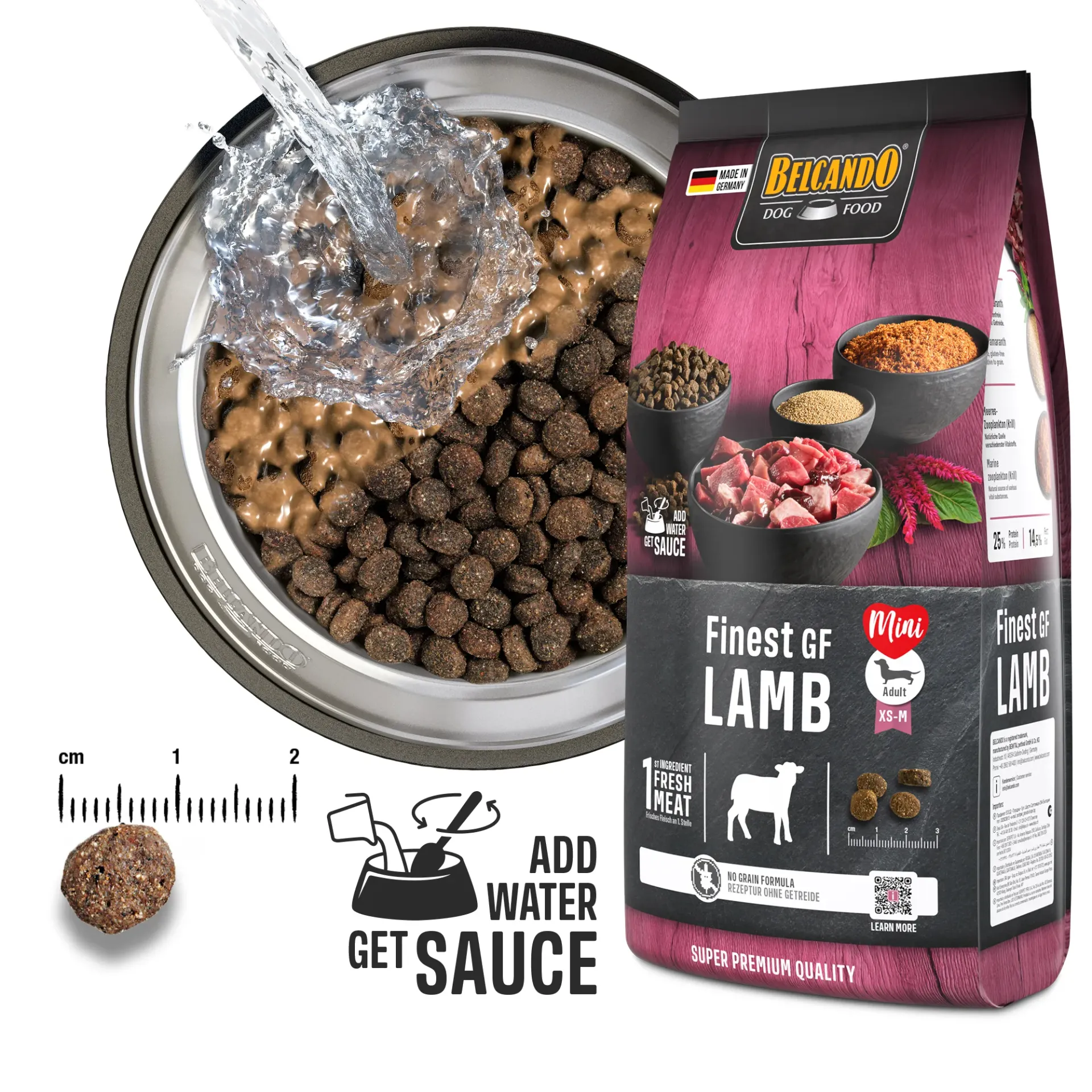 Belcando Finest Mini Grain Free Cordero  - 4 kg - Efecto Salsa