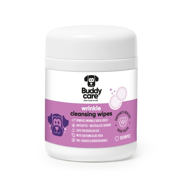 BuddyCare Toallitas Limpiadores Antiarrugas para Perros - 100 discos