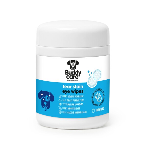 BuddyCare Toallitas Limpiadoras Ojos y Lagrimal para Perros - 100 discos