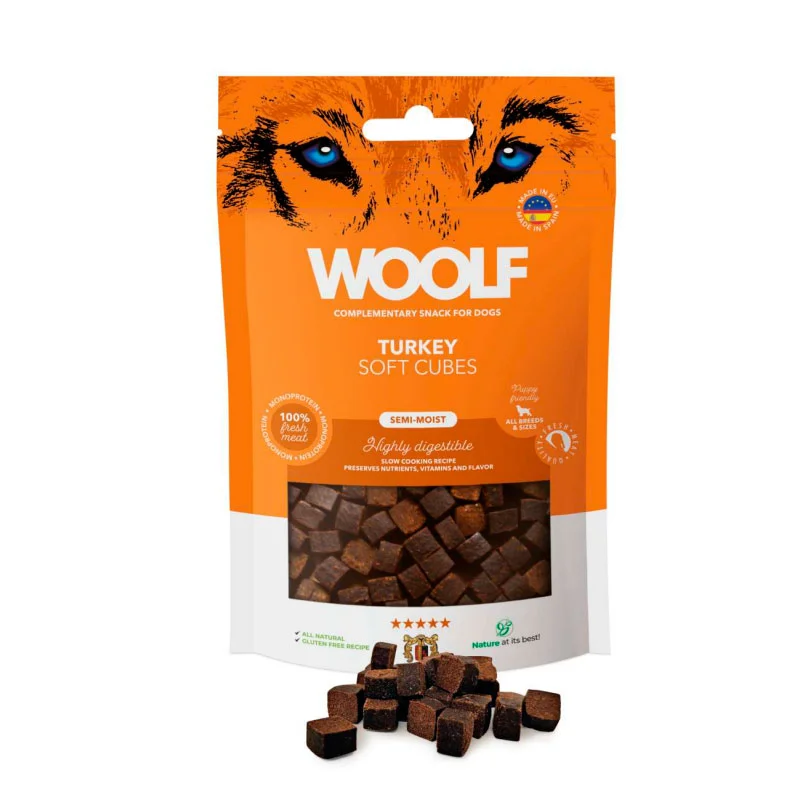 Woolf - Cubitos Semihúmedos Pavo - 100gr