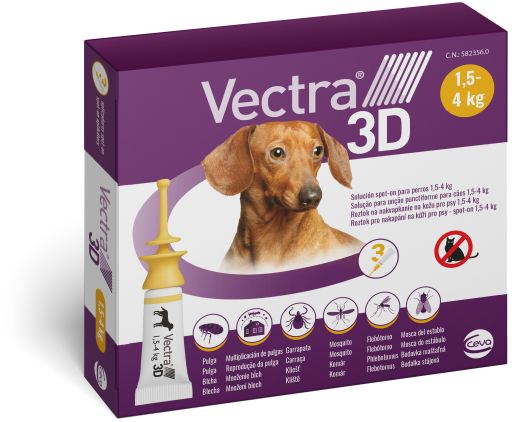[C3PET005] 3 Pipetas Antiparasitarias Vectra 3D - 1,5-4kg