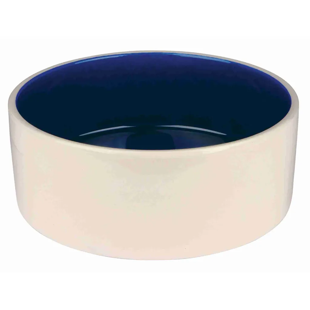 Comedero Cerámica 1L , ø18 cm , Crema-Azul