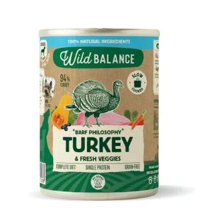 [WBLBPPA40] Lata de Pavo con verduras para perros Filosofía BARF- Wild Balance
