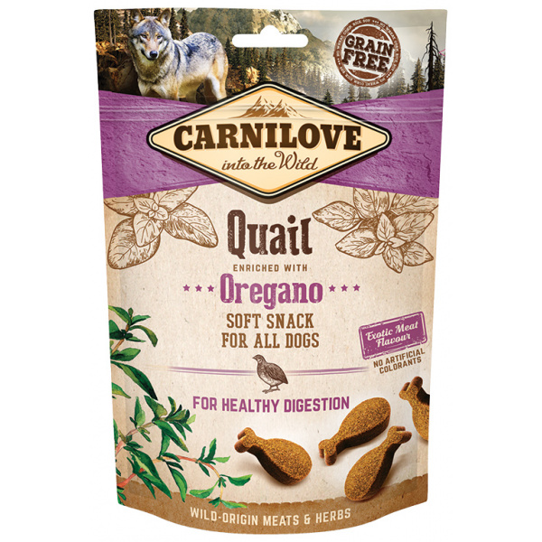 Snacks tiernos Carnilove Codorniz y Orégano para Perros - 200g